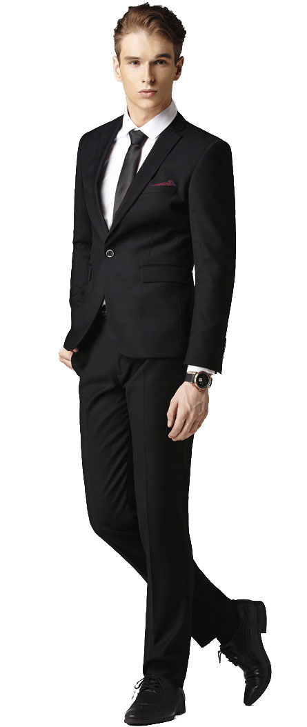 一粒扣職業(yè)西裝定做模特上身效果圖