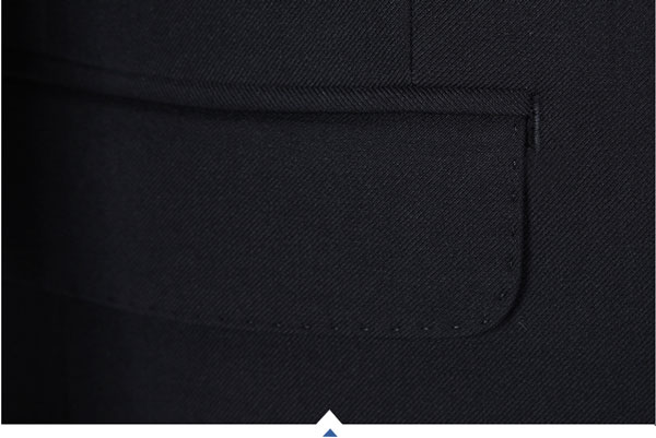 兩粒扣修身版正裝定做西服插袋細節特寫圖