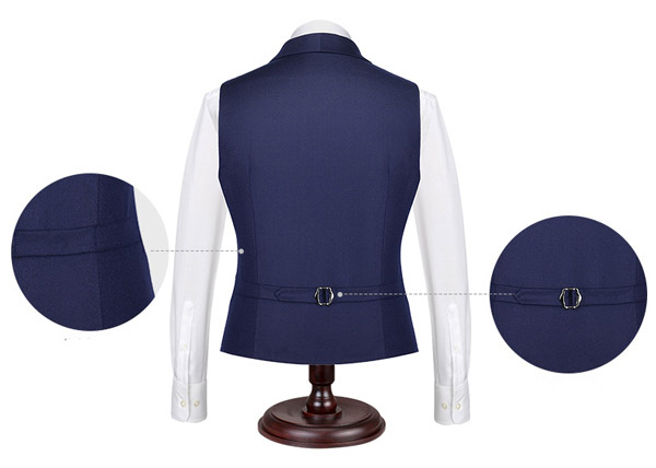 深藍色雙排扣商務西裝正裝馬甲后背款式效果圖