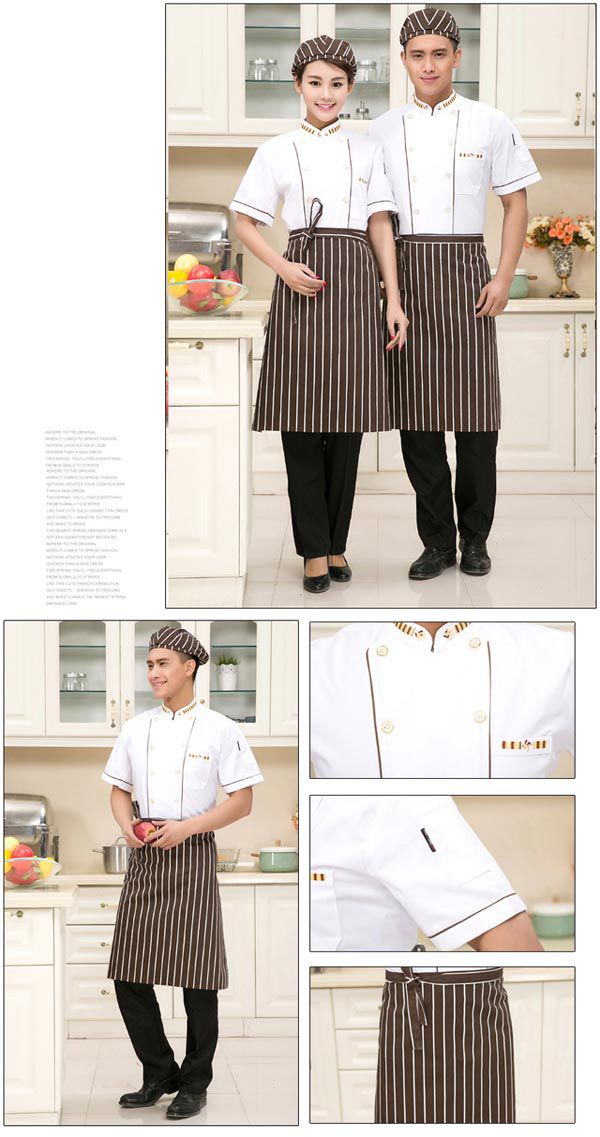 白色短袖廚師服定做款式細(xì)節(jié)展示圖