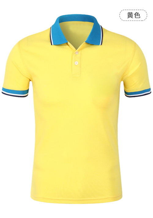 黃色短袖t恤衫模版圖