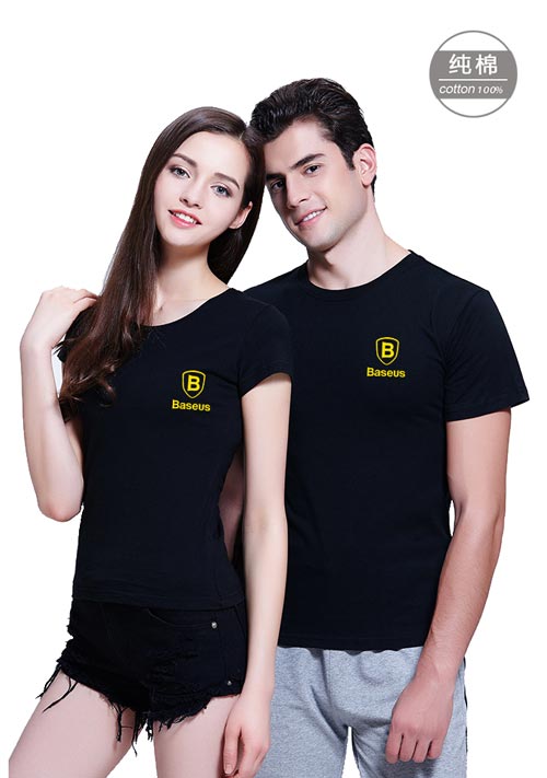 黑色短袖純棉圓領(lǐng)t恤衫