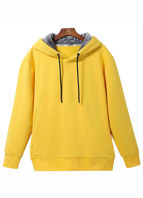 加厚黃色套頭衛衣定做