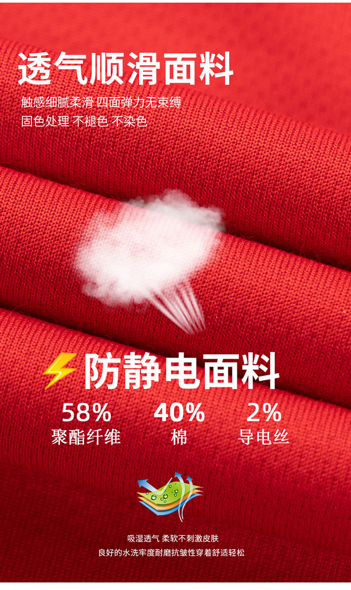 棉滌防靜電短袖翻領(lǐng)T恤衫面料成份圖