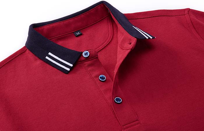 220克錦上添花翻領短袖T恤衫定做之衣領細節(jié)展示