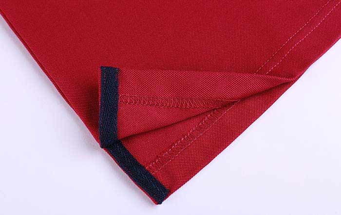 男女款純色絲光棉短袖翻領POLO衫定制之下擺開叉細節圖